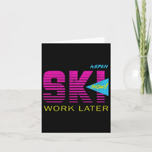 Retro Aspen 80s Colorado Skiing Tee  Card (Front)