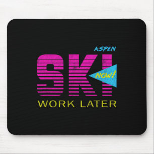 Retro Aspen 80s Colorado Skiing Tee  Mouse Pad