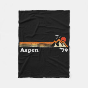 Retro Aspen Ski Resort Colorado Mountains Snowboar Fleece Blanket