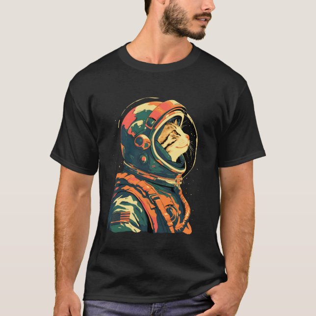 Retro Astronaut Cat 1 T-Shirt (Front)