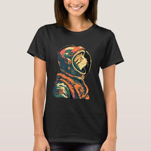 Retro Astronaut Cat 1 T-Shirt (Front)
