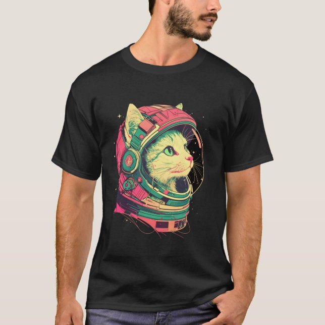 Retro Astronaut Cat 2 T-Shirt (Front)