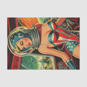 Retro Astronaut Girl Tissue Paper