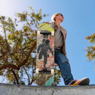Retro Astronaut - Space Art Neon Urban Skateboard