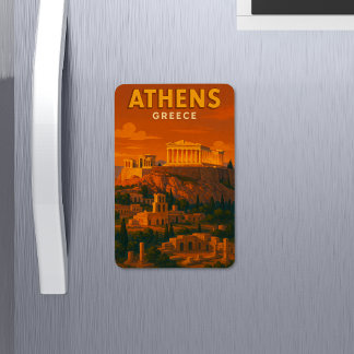 Retro Athens Greece Travel Magnet