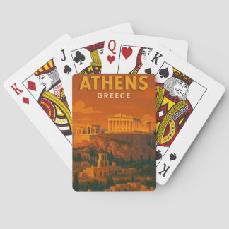 Retro Athens Greece Travel Playing Cards