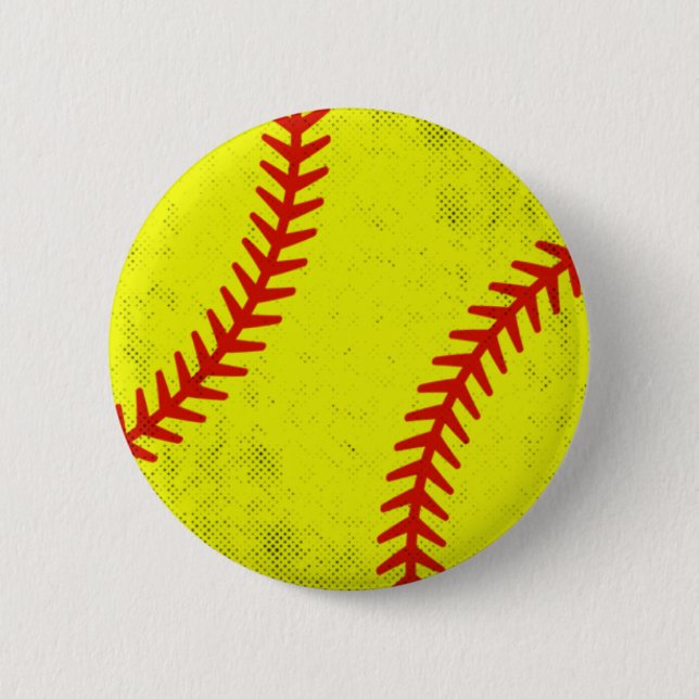 Retro Athletic Softball Fastpitch Game Day Style 6 Cm Round Badge (Front)