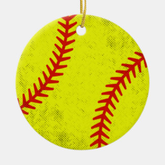 Retro Athletic Softball Fastpitch Game Day Style Ceramic Tree Decoration