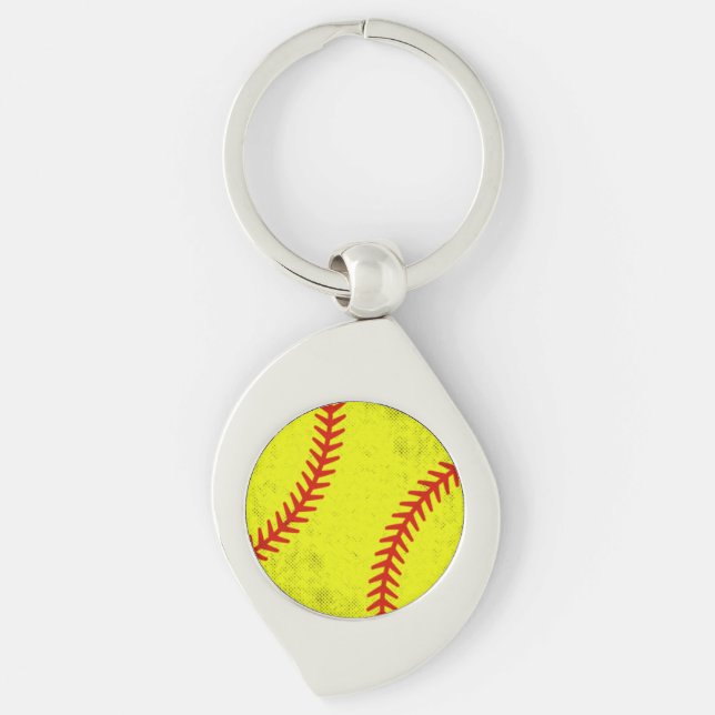 Retro Athletic Softball Fastpitch Game Day Style Key Ring (Front)