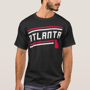 Retro Atlanta City Stripes Red Georgia Map Outline T-Shirt