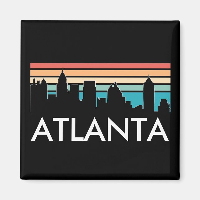 Retro Atlanta Georgia Vintage Sunset Skyline Magnet (Front)