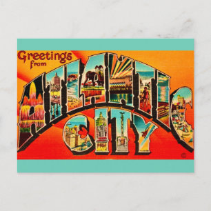 Retro Atlantic City NJ Greetings Postcard