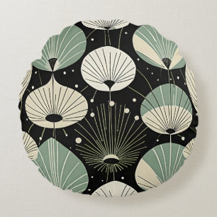 Retro Atomic Age Geometric Modern Pattern Round Cushion