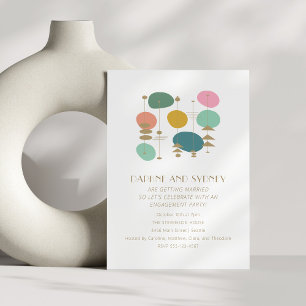 Retro Atomic Age Mid Century Mod Engagement Party Invitation