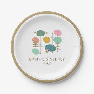 Retro Atomic Age Mid Century Modern Custom Wedding Paper Plate