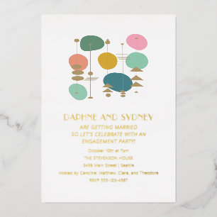 Retro Atomic Age Mid Mod Engagement Party Gold 