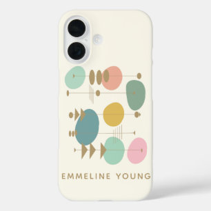 Retro Atomic Age Mid Mod Geometric Personalised iPhone 16 Case