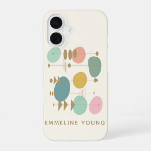 Retro Atomic Age Mid Mod Geometric Personalised iPhone 16 Case