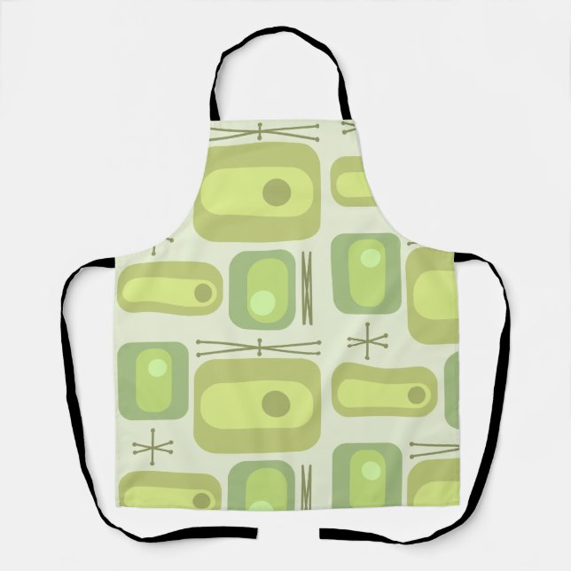 Retro Atomic Age Shapes Chartreuse Apron (Front)