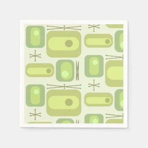 Retro Atomic Age Shapes Chartreuse Napkin