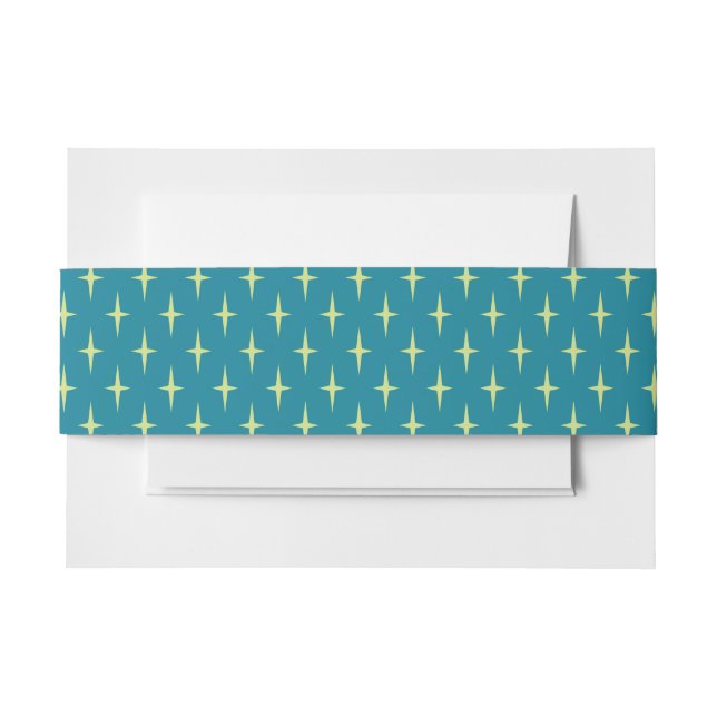 Retro Atomic Age Star Pattern Invitation Belly Band (Front Example)