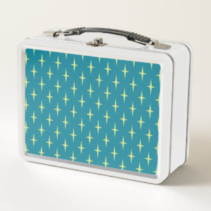 Retro Atomic Age Star Pattern Metal Lunch Box