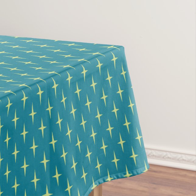 Retro Atomic Age Star Pattern Tablecloth (In Situ)