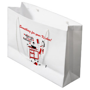 Retro Atomic Always Kiss the Cook Kitchen   Large Gift Bag