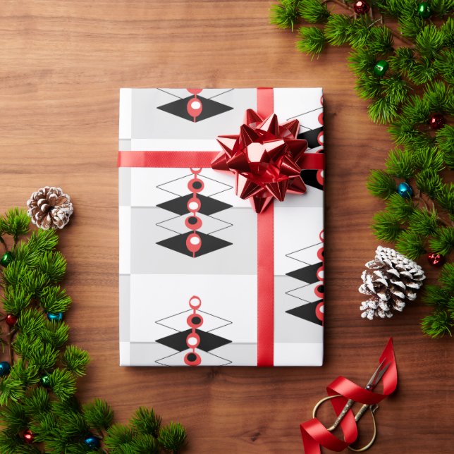 Retro Atomic Art Baubles & Planes Wrapping Paper (Holiday Gift)