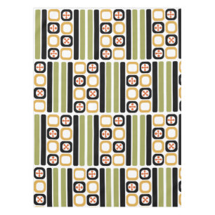 Retro Atomic Art Squares Lines Multicolored Tablecloth