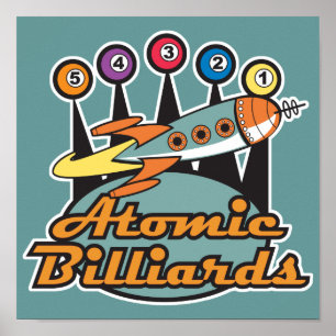 retro atomic billiards sign