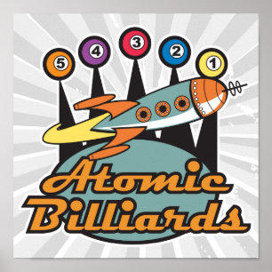 retro atomic billiards sign