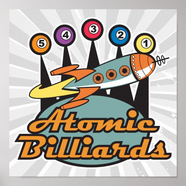 retro atomic billiards sign (Front)