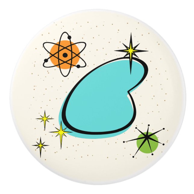 Retro Atomic Boomerang and Starbursts Ceramic Pull (Front)