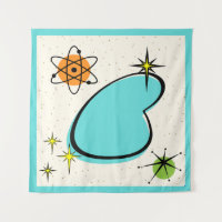 Retro Atomic Boomerang and Starbursts Tapestry