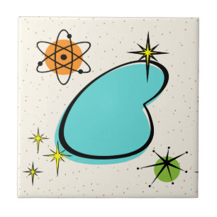 Retro Atomic Boomerang Ceramic Tile