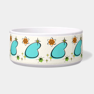 Retro Atomic Boomerang &Starburst Ceramic Pet Bowl