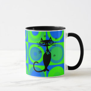 RETRO ATOMIC CAT COFFEE MUGS