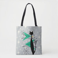 Retro Atomic Era MCM Cool Cat on Grey