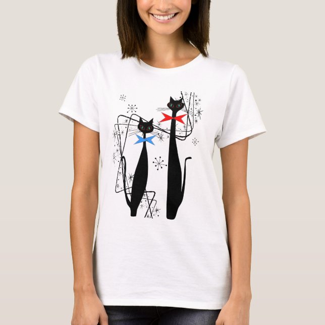 Retro Atomic Era MCM Cool Cat Pair T-Shirt (Front)