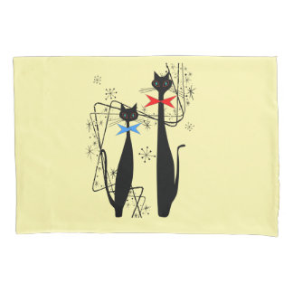 Retro Atomic Era Mid Century Modern Cat Pillowcase