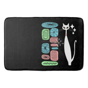 Retro Atomic Era Mid Century Modern Cool Cat Bath Mat