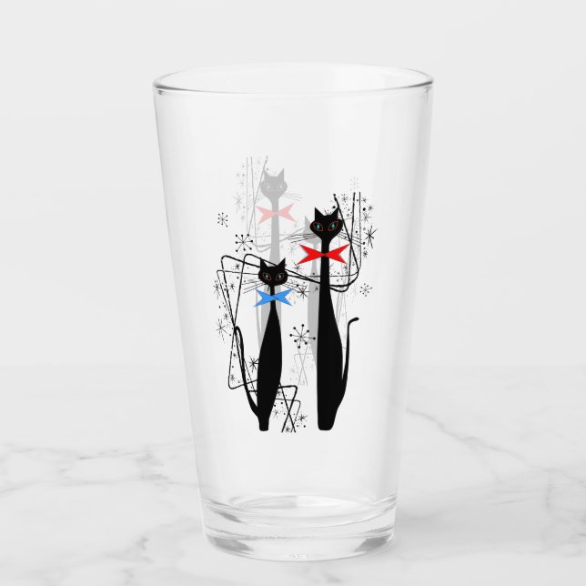 Retro Atomic Era Mid Century Modern Cool Cat Glass (Front)
