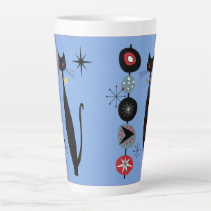 Retro Atomic Era Mid Century Modern Cool Cat Kabob Latte Mug