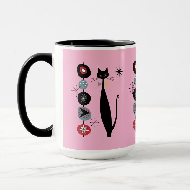 Retro Atomic Era Mid Century Modern Cool Cat Kabob Mug (Left)