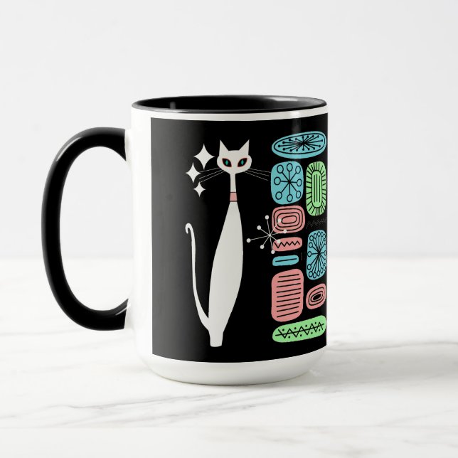 Retro Atomic Era Mid Century Modern Cool Cat Mug (Left)