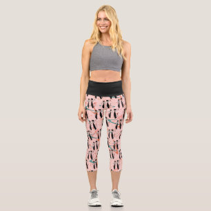 Retro Atomic Era Mid Century Modern Cool Cats Capri Leggings