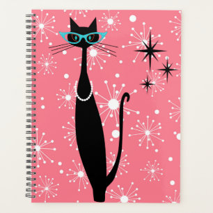 Retro Atomic Era Mid Century Modern MCM Black Cat Planner