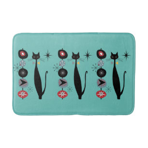 Retro Atomic Era Mid Century Modern MCM Cool Cat Bath Mat