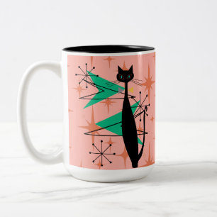 Retro Atomic Era Mid Century Modern MCM Cool Cat P Two-Tone Coffee Mug